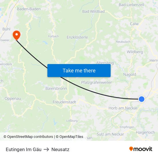 Eutingen Im Gäu to Neusatz map