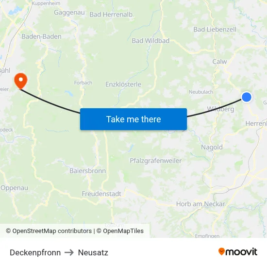 Deckenpfronn to Neusatz map