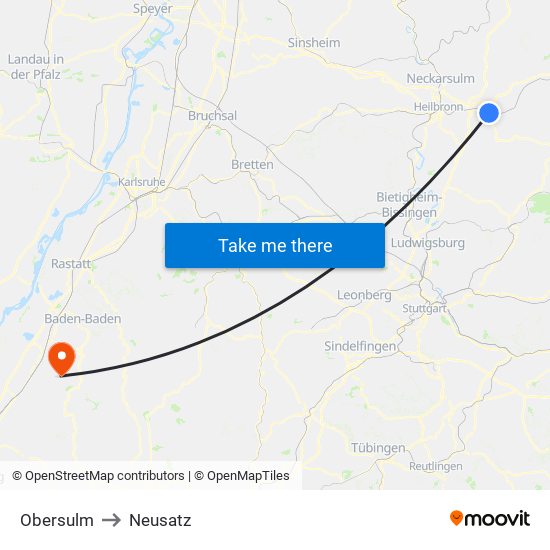 Obersulm to Neusatz map