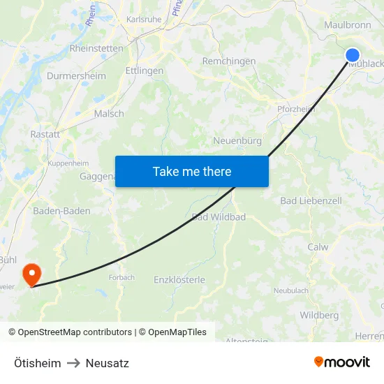 Ötisheim to Neusatz map