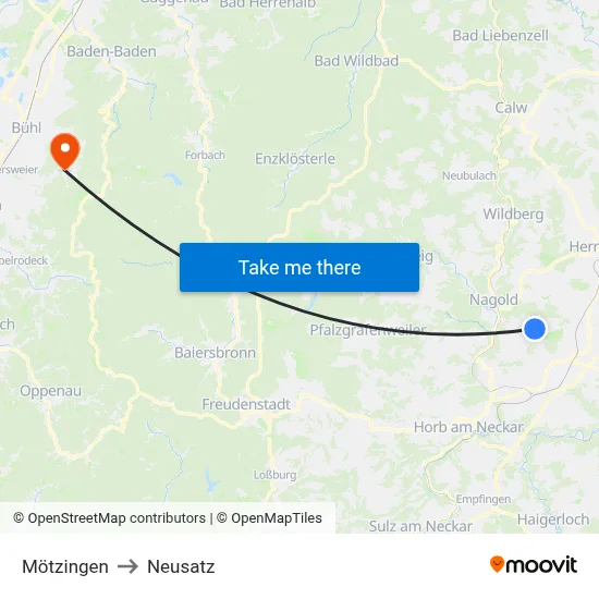 Mötzingen to Neusatz map