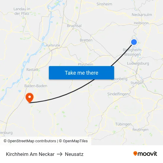Kirchheim Am Neckar to Neusatz map