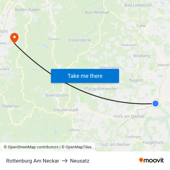 Rottenburg Am Neckar to Neusatz map