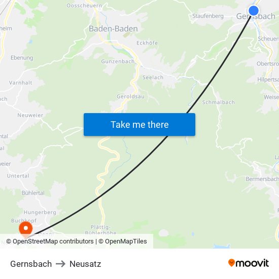 Gernsbach to Neusatz map