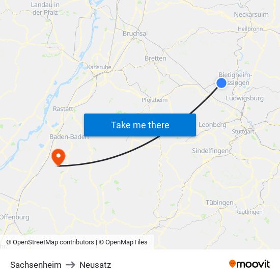 Sachsenheim to Neusatz map