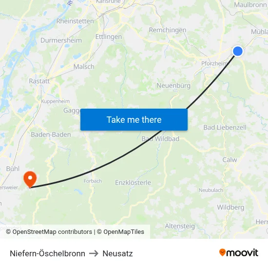 Niefern-Öschelbronn to Neusatz map