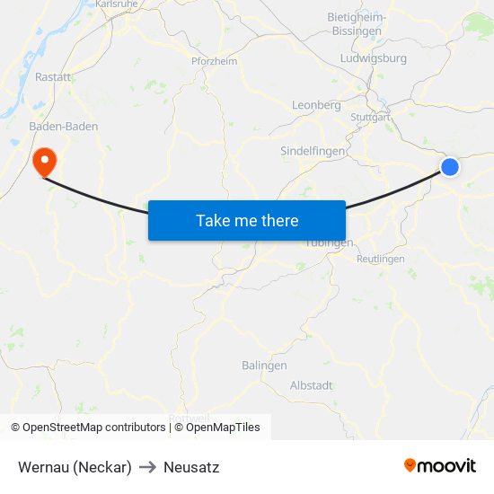 Wernau (Neckar) to Neusatz map