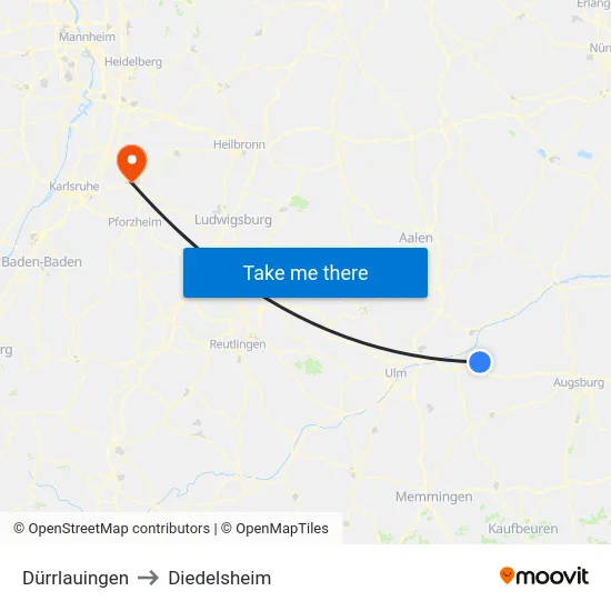 Dürrlauingen to Diedelsheim map