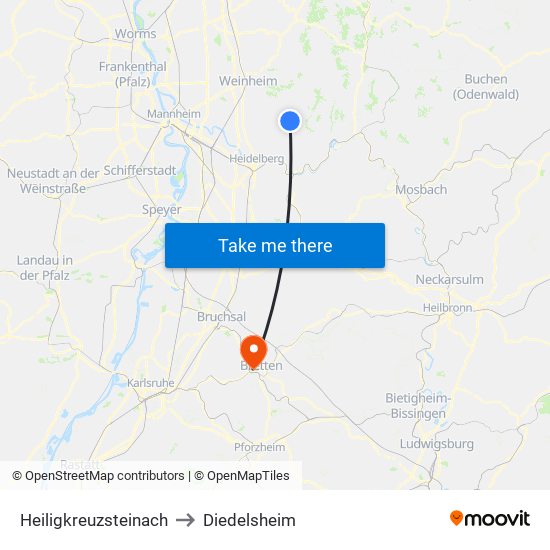 Heiligkreuzsteinach to Diedelsheim map