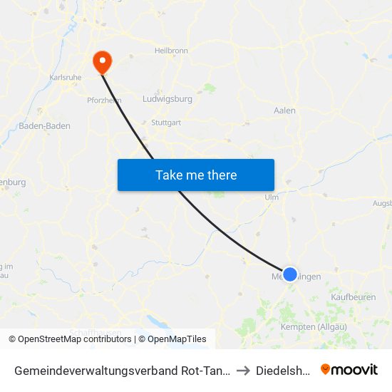 Gemeindeverwaltungsverband Rot-Tannheim to Diedelsheim map