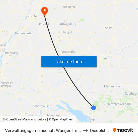 Verwaltungsgemeinschaft Wangen Im Allgäu to Diedelsheim map
