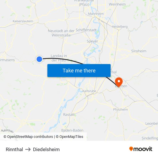 Rinnthal to Diedelsheim map