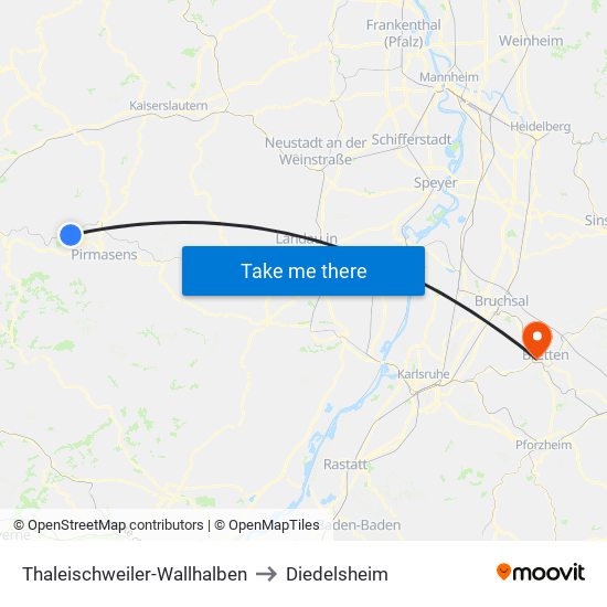 Thaleischweiler-Wallhalben to Diedelsheim map
