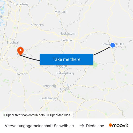 Verwaltungsgemeinschaft Schwäbisch Hall to Diedelsheim map