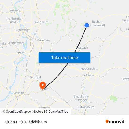 Mudau to Diedelsheim map