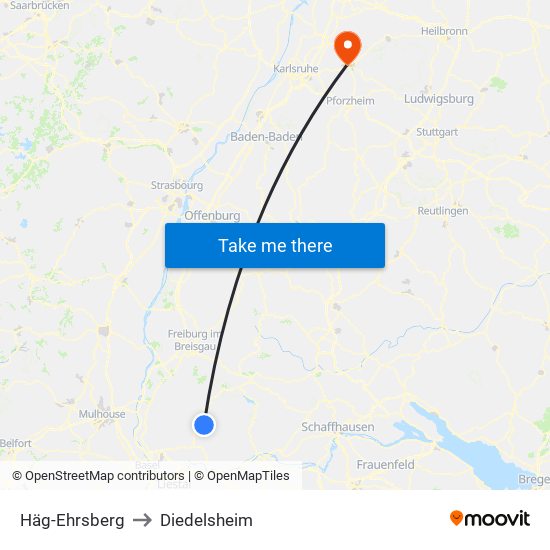 Häg-Ehrsberg to Diedelsheim map