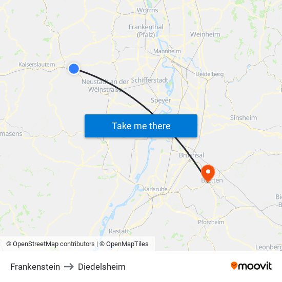 Frankenstein to Diedelsheim map