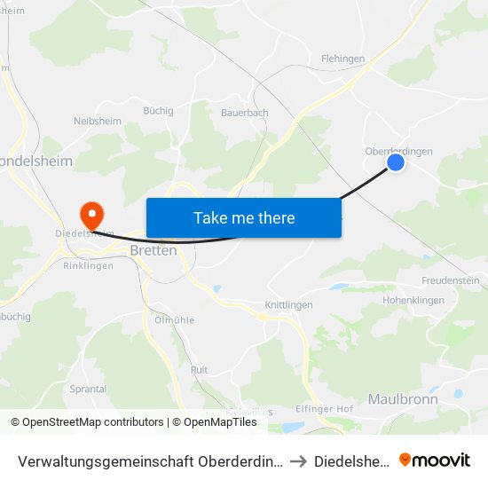 Verwaltungsgemeinschaft Oberderdingen to Diedelsheim map