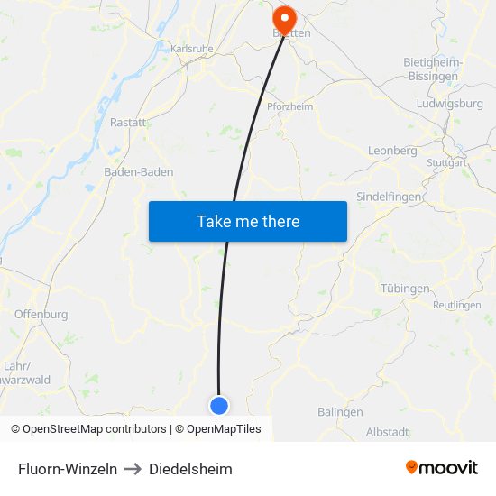Fluorn-Winzeln to Diedelsheim map