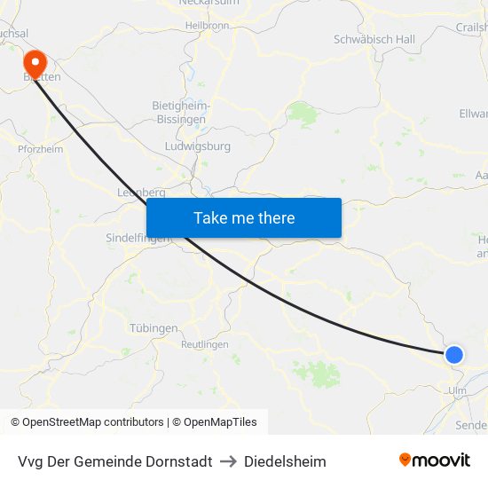 Vvg Der Gemeinde Dornstadt to Diedelsheim map