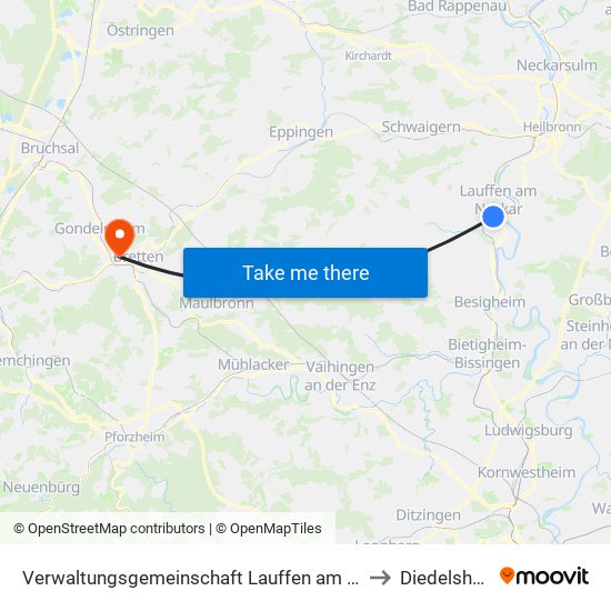 Verwaltungsgemeinschaft Lauffen am Neckar to Diedelsheim map