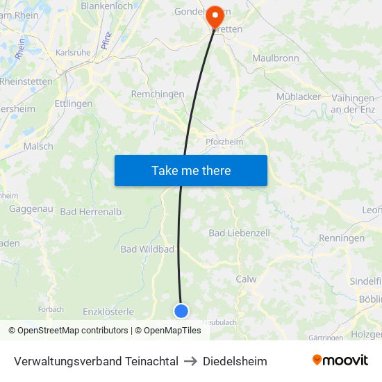 Verwaltungsverband Teinachtal to Diedelsheim map