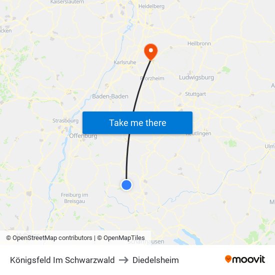 Königsfeld Im Schwarzwald to Diedelsheim map
