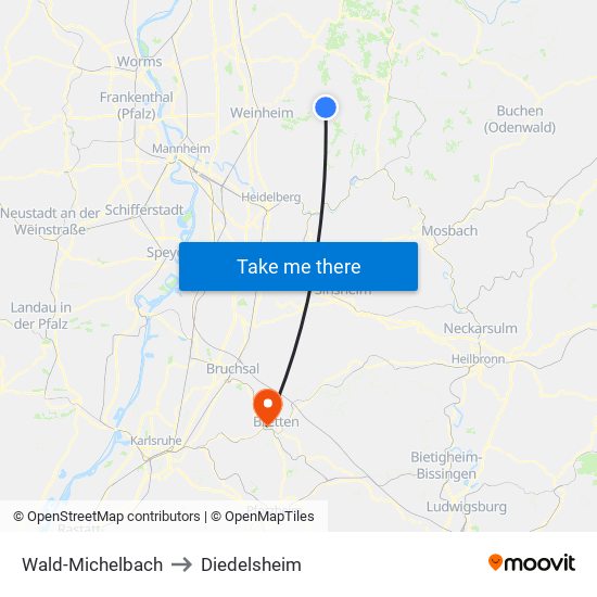 Wald-Michelbach to Diedelsheim map