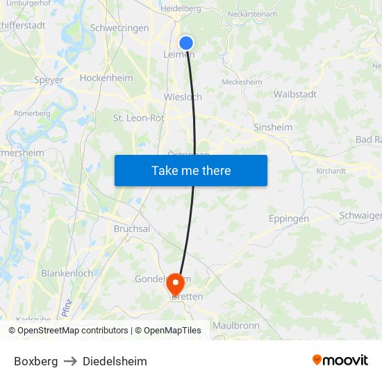 Boxberg to Diedelsheim map