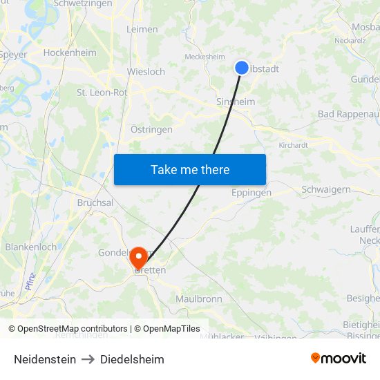 Neidenstein to Diedelsheim map