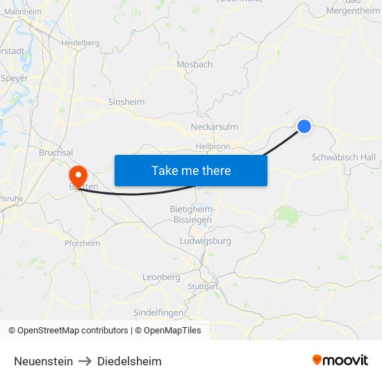 Neuenstein to Diedelsheim map