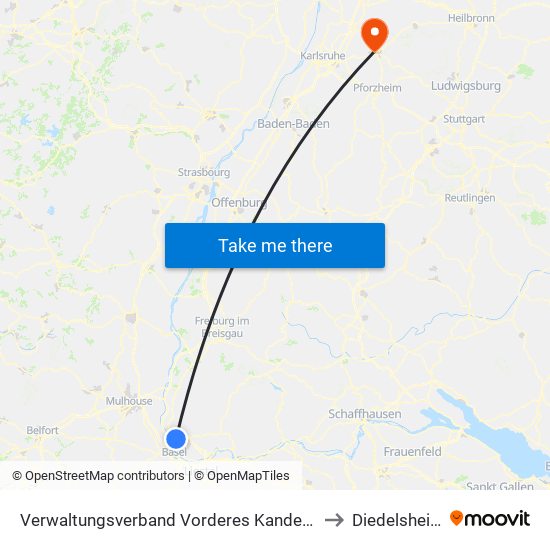 Verwaltungsverband Vorderes Kandertal to Diedelsheim map