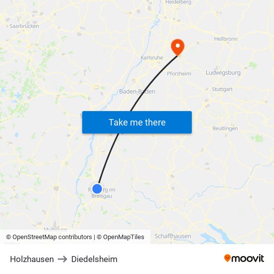 Holzhausen to Diedelsheim map