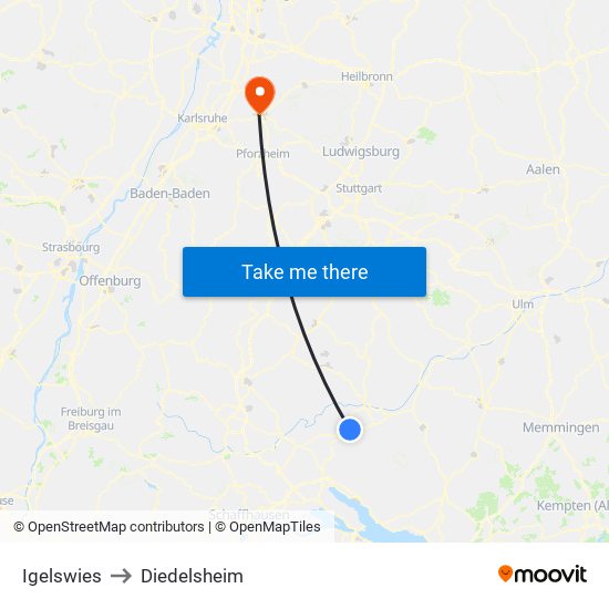 Igelswies to Diedelsheim map