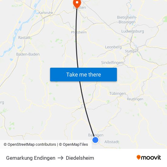 Gemarkung Endingen to Diedelsheim map