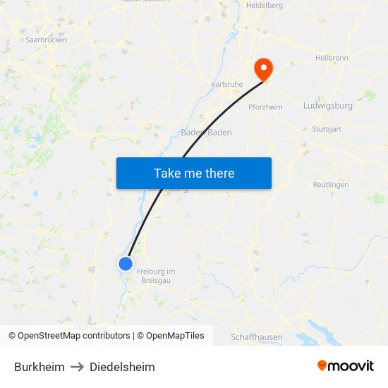 Burkheim to Diedelsheim map