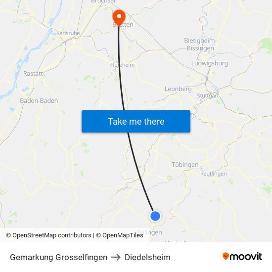 Gemarkung Grosselfingen to Diedelsheim map