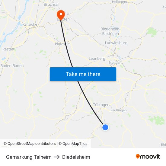 Gemarkung Talheim to Diedelsheim map