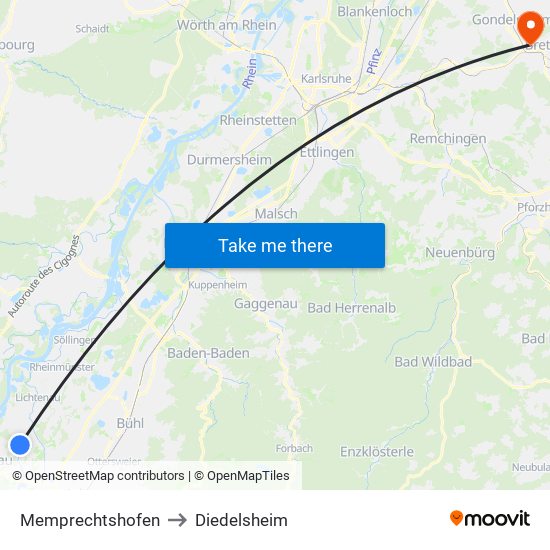 Memprechtshofen to Diedelsheim map