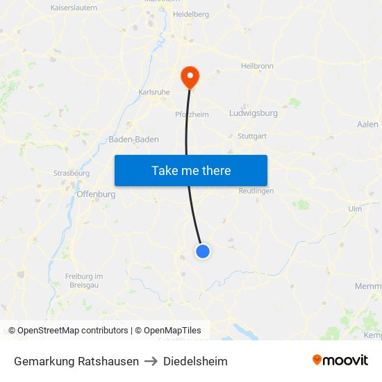 Gemarkung Ratshausen to Diedelsheim map