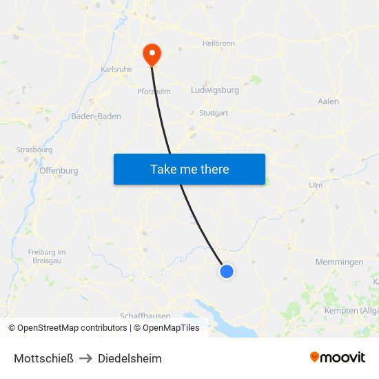 Mottschieß to Diedelsheim map