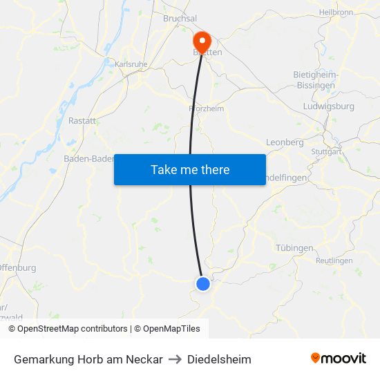 Gemarkung Horb am Neckar to Diedelsheim map