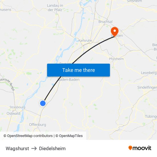 Wagshurst to Diedelsheim map