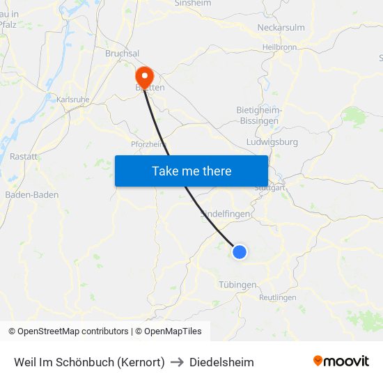 Weil Im Schönbuch (Kernort) to Diedelsheim map