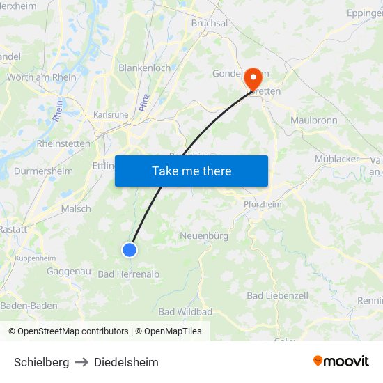 Schielberg to Diedelsheim map