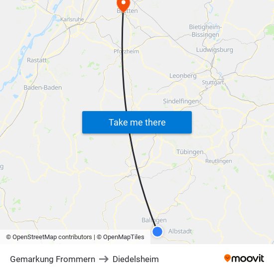 Gemarkung Frommern to Diedelsheim map