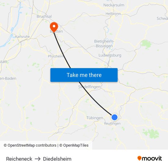 Reicheneck to Diedelsheim map