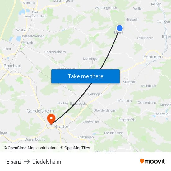 Elsenz to Diedelsheim map