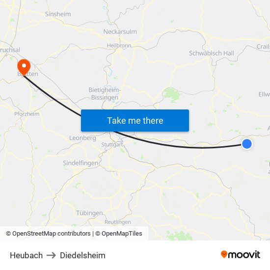 Heubach to Diedelsheim map