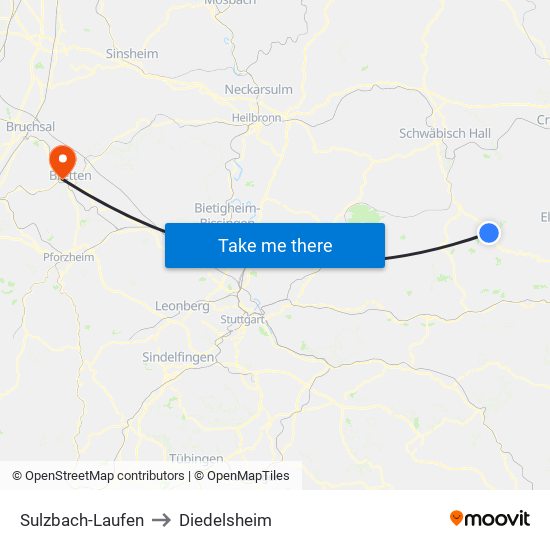 Sulzbach-Laufen to Diedelsheim map